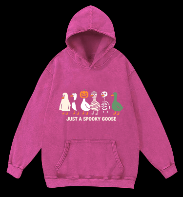 Just A Spooky Goose Vintage Washed 100% Cotton Hoodie - TheDrunkShark