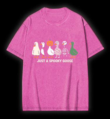 Just A Spooky Goose Vintage Washed 100% Cotton T-Shirt - TheDrunkShark