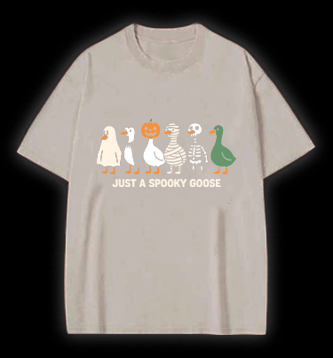 Just A Spooky Goose Vintage Washed 100% Cotton T-Shirt - TheDrunkShark