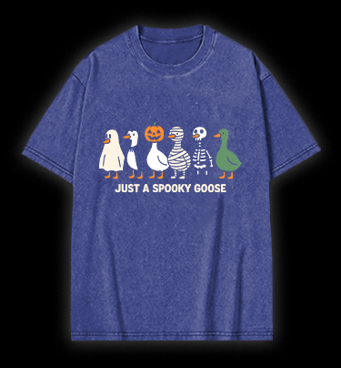 Just A Spooky Goose Vintage Washed 100% Cotton T-Shirt - TheDrunkShark