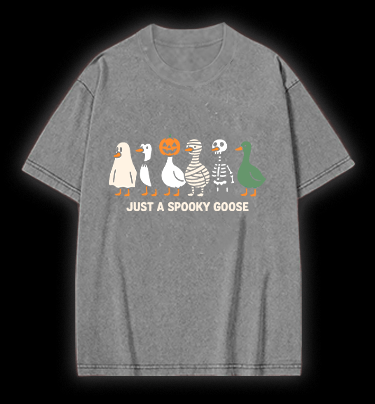 Just A Spooky Goose Vintage Washed 100% Cotton T-Shirt - TheDrunkShark