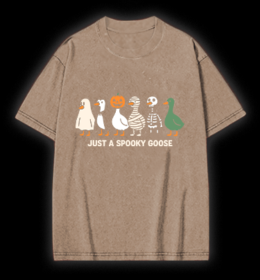 Just A Spooky Goose Vintage Washed 100% Cotton T-Shirt - TheDrunkShark