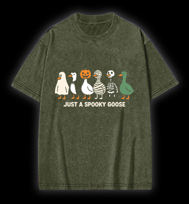 Just A Spooky Goose Vintage Washed 100% Cotton T-Shirt - TheDrunkShark