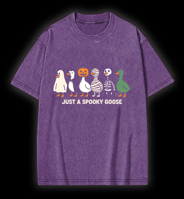 Just A Spooky Goose Vintage Washed 100% Cotton T-Shirt - TheDrunkShark