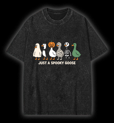 Just A Spooky Goose Vintage Washed 100% Cotton T-Shirt - TheDrunkShark