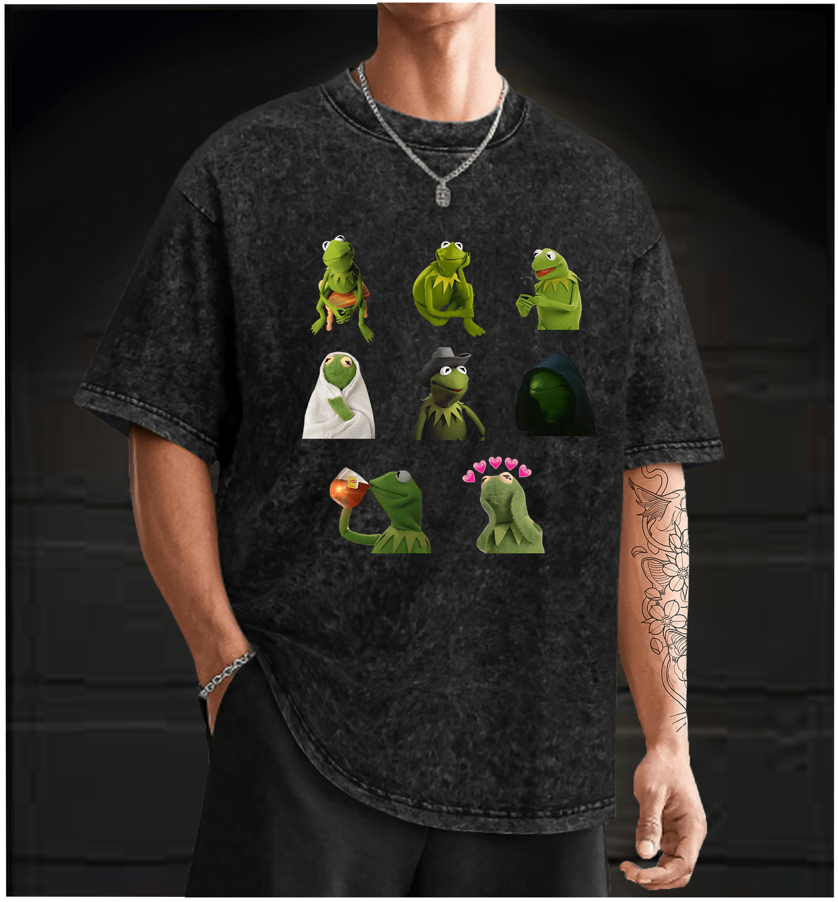 Kermit's Many Moods Vintage Washed 100% Cotton T-Shirt - TheDrunkShark