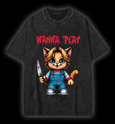 Killer Cat Vintage Washed 100% Cotton T-Shirt - TheDrunkShark