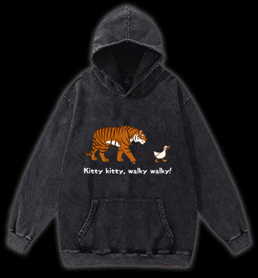 Kitty Walky Vintage Washed 100% Cotton Hoodie - TheDrunkShark