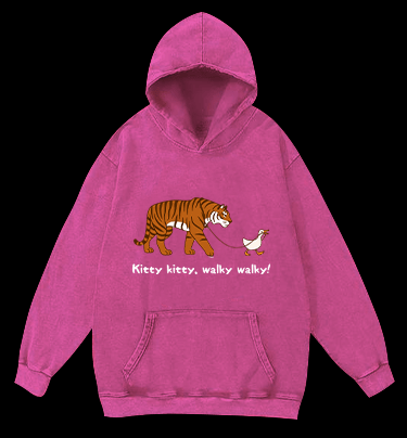 Kitty Walky Vintage Washed 100% Cotton Hoodie - TheDrunkShark