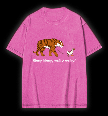 Kitty Walky Vintage Washed 100% Cotton T-Shirt - TheDrunkShark