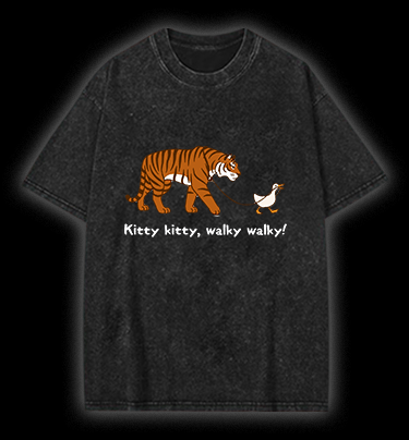 Kitty Walky Vintage Washed 100% Cotton T-Shirt - TheDrunkShark