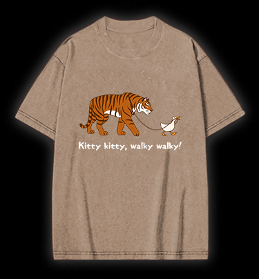 Kitty Walky Vintage Washed 100% Cotton T-Shirt - TheDrunkShark