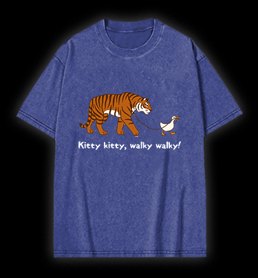 Kitty Walky Vintage Washed 100% Cotton T-Shirt - TheDrunkShark