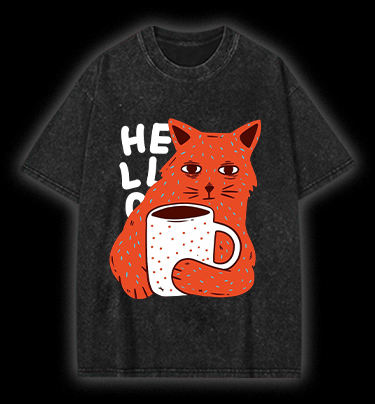  Lazy Cat Brew  Vintage Washed 100% Cotton T-Shirt - TheDrunkShark