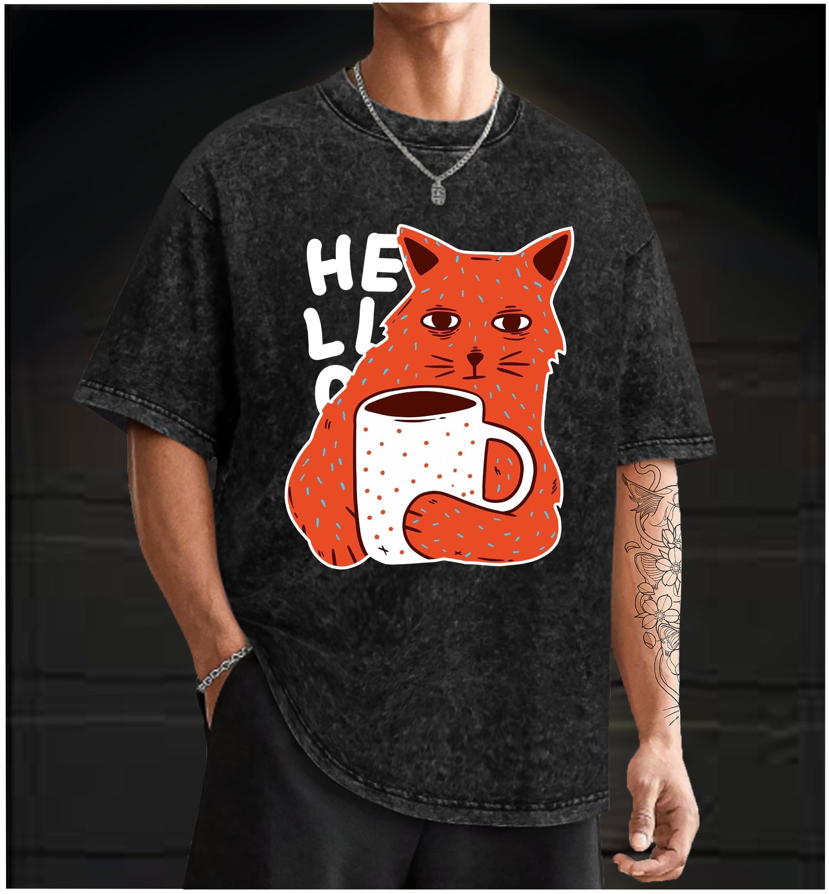  Lazy Cat Brew  Vintage Washed 100% Cotton T-Shirt - TheDrunkShark