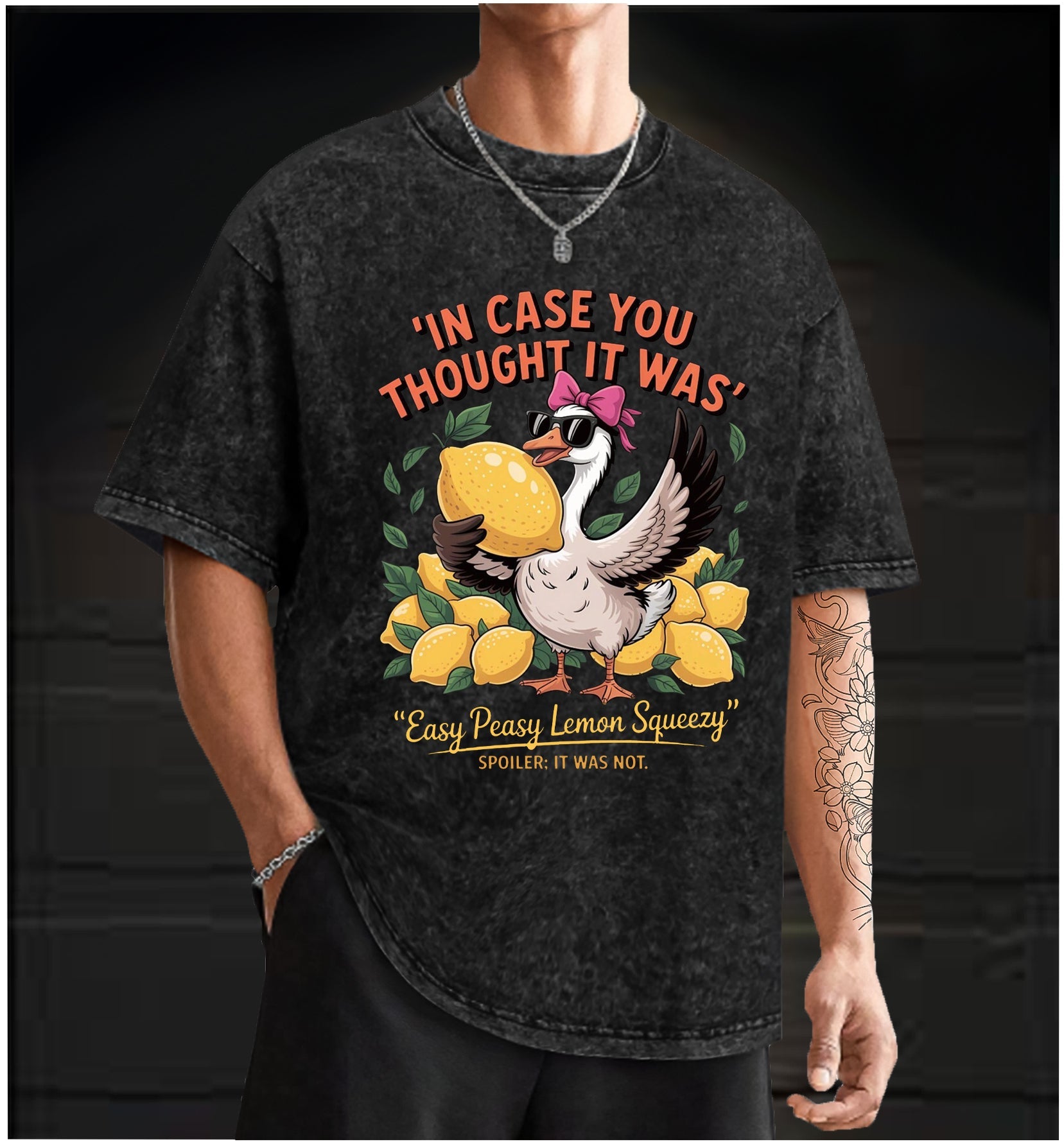  Lemon Squeeze Goose  Vintage Washed 100% Cotton T-Shirt - TheDrunkShark