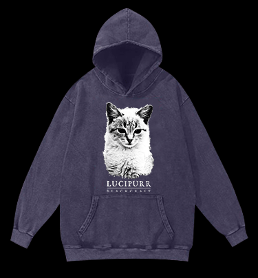 Lucipurr Cat Vintage Washed 100% Cotton Hoodie - TheDrunkShark