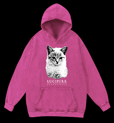 Lucipurr Cat Vintage Washed 100% Cotton Hoodie - TheDrunkShark