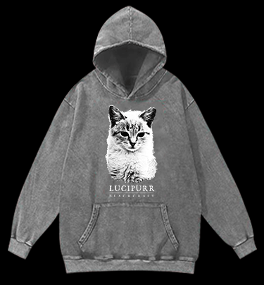 Lucipurr Cat Vintage Washed 100% Cotton Hoodie - TheDrunkShark