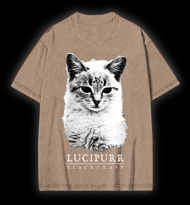 Lucipurr Cat Vintage Washed 100% Cotton T-Shirt - TheDrunkShark