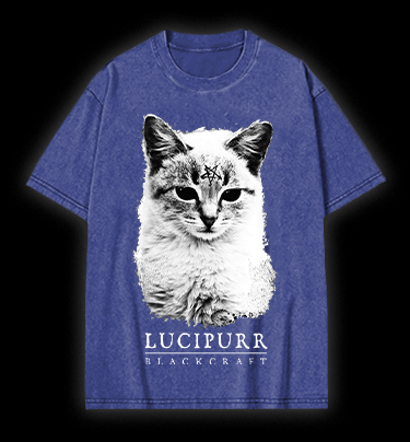 Lucipurr Cat Vintage Washed 100% Cotton T-Shirt - TheDrunkShark