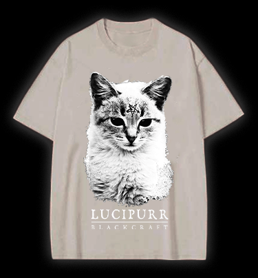 Lucipurr Cat Vintage Washed 100% Cotton T-Shirt - TheDrunkShark