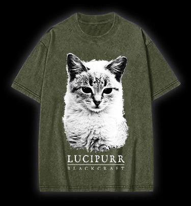 Lucipurr Cat Vintage Washed 100% Cotton T-Shirt - TheDrunkShark