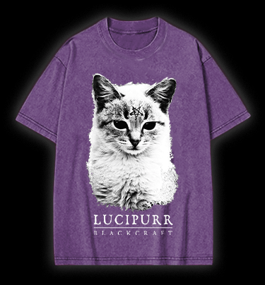 Lucipurr Cat Vintage Washed 100% Cotton T-Shirt - TheDrunkShark