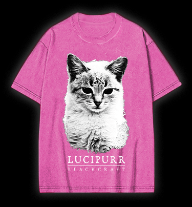 Lucipurr Cat Vintage Washed 100% Cotton T-Shirt - TheDrunkShark
