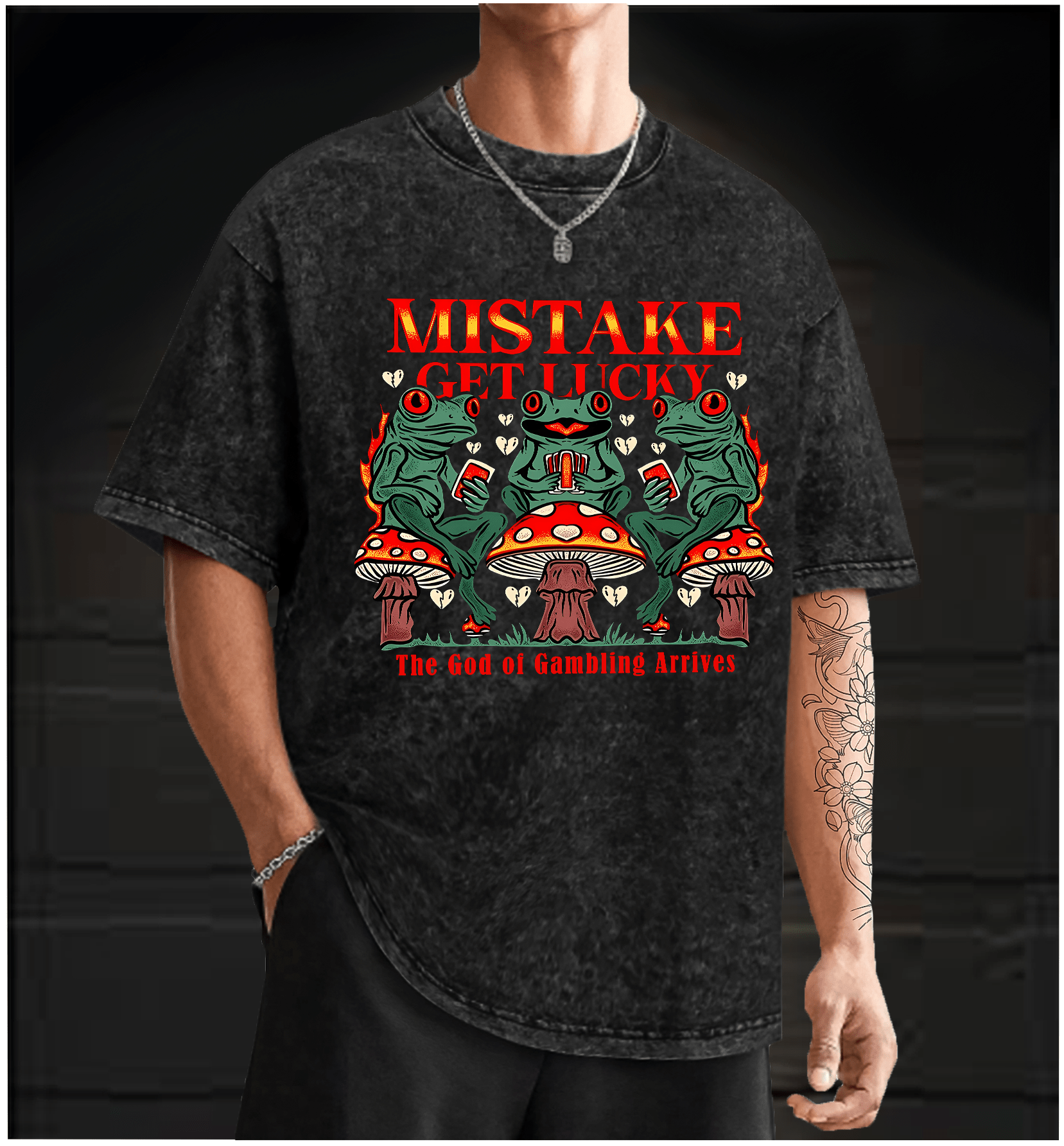 Lucky Frog Gamble Vintage Washed 100% Cotton T-Shirt - TheDrunkShark