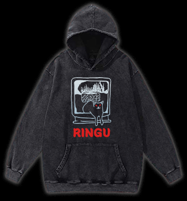 Meow of Ringu Vintage Washed 100% Cotton Hoodie - TheDrunkShark