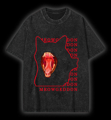 Meowgeddon Cat Vintage Washed 100% Cotton T-Shirt - TheDrunkShark