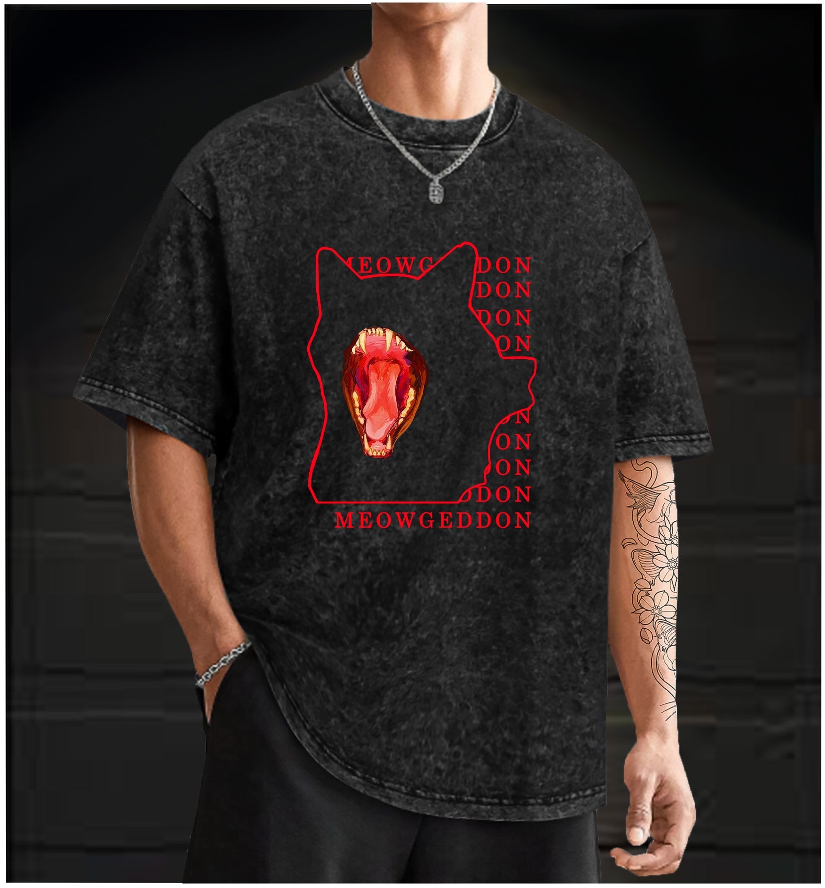  Meowgeddon Cat Vintage Washed 100% Cotton T-Shirt - TheDrunkShark