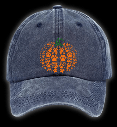Meowlloween Pumpkin Vintage Washed 100% Cotton Baseball Hat - TheDrunkShark
