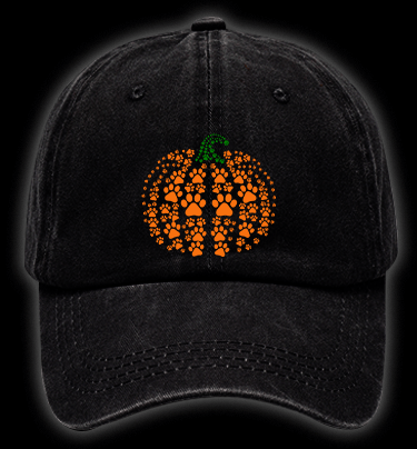 Meowlloween Pumpkin Vintage Washed 100% Cotton Baseball Hat - TheDrunkShark