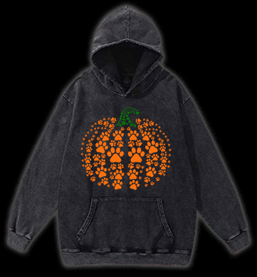Meowlloween Pumpkin Vintage Washed 100% Cotton Hoodie - TheDrunkShark