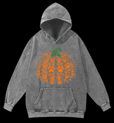 Meowlloween Pumpkin Vintage Washed 100% Cotton Hoodie - TheDrunkShark