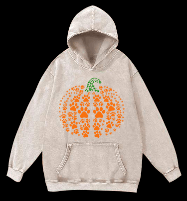 Meowlloween Pumpkin Vintage Washed 100% Cotton Hoodie - TheDrunkShark