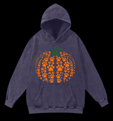 Meowlloween Pumpkin Vintage Washed 100% Cotton Hoodie - TheDrunkShark