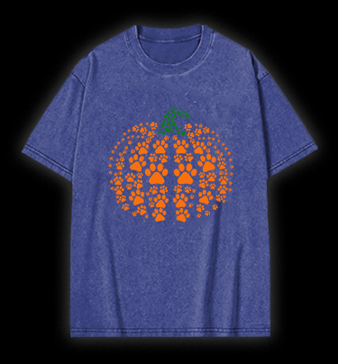 Meowlloween Pumpkin Vintage Washed 100% Cotton T-Shirt - TheDrunkShark