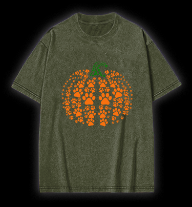 Meowlloween Pumpkin Vintage Washed 100% Cotton T-Shirt - TheDrunkShark