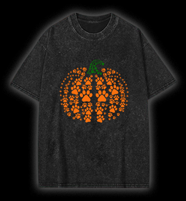 Meowlloween Pumpkin Vintage Washed 100% Cotton T-Shirt - TheDrunkShark