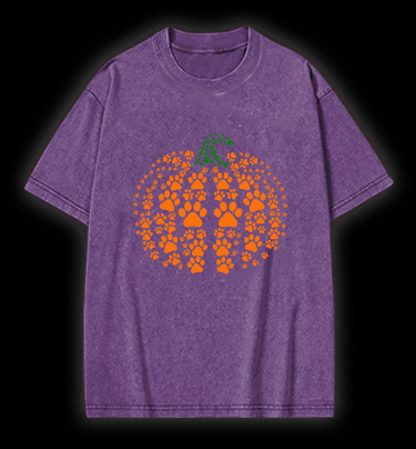 Meowlloween Pumpkin Vintage Washed 100% Cotton T-Shirt - TheDrunkShark