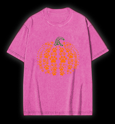 Meowlloween Pumpkin Vintage Washed 100% Cotton T-Shirt - TheDrunkShark