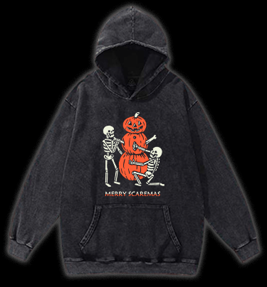 Merry Scaremas Vintage Washed 100% Cotton Hoodie - TheDrunkShark