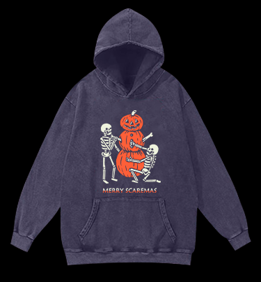 Merry Scaremas Vintage Washed 100% Cotton Hoodie - TheDrunkShark