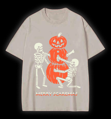 Merry Scaremas Vintage Washed 100% Cotton T-Shirt - TheDrunkShark