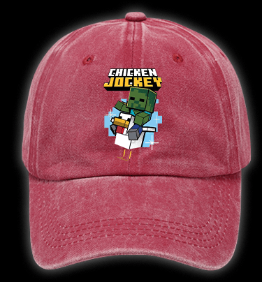 Minecraft Chicken Jockey Vintage Washed 100% Cotton Baseball Hat - TheDrunkShark