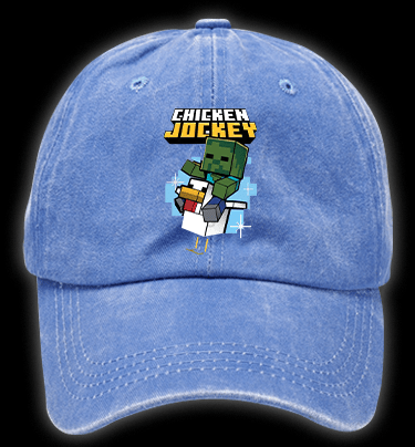 Minecraft Chicken Jockey Vintage Washed 100% Cotton Baseball Hat - TheDrunkShark