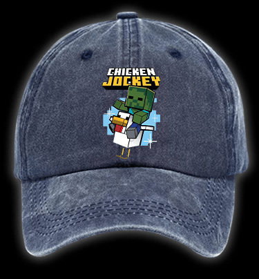 Minecraft Chicken Jockey Vintage Washed 100% Cotton Baseball Hat - TheDrunkShark
